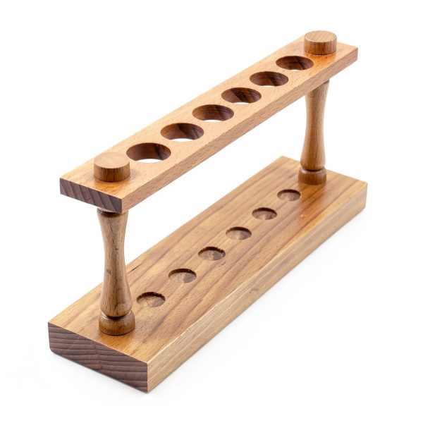 Wooden Test Tube Rack by EISCO 6 Tube 22mm 9.75" Wide Polished Wood-3