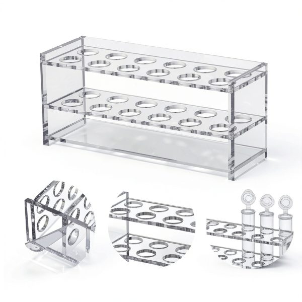 Acrylic Test Tube Holder Cinnvoice 12 Socket Rack Clear Lab Stand-1