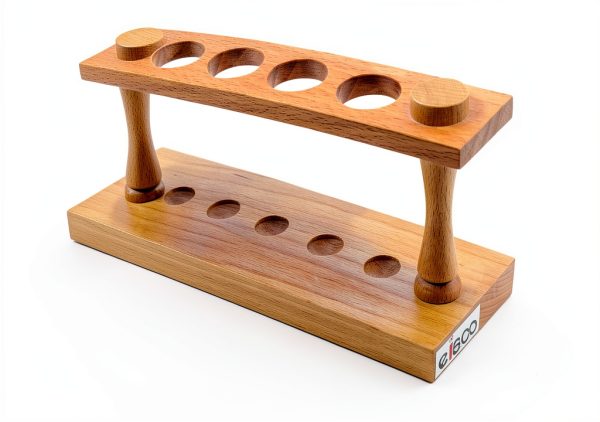 Wooden Test Tube Rack by EISCO 6 Tube 22mm 9.75" Wide Polished Wood-2