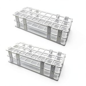 Plastic Test Tube Rack 2 Pack 24-Hole White by Luckkyme Detachable-0