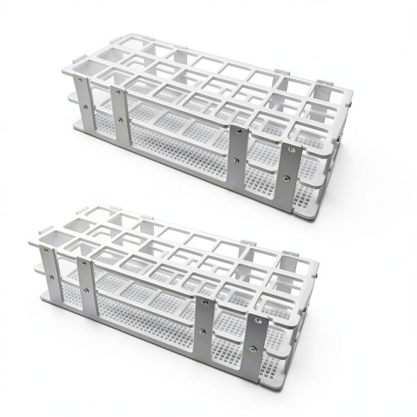 Plastic Test Tube Rack 2 Pack 24-Hole White by Luckkyme Detachable-0