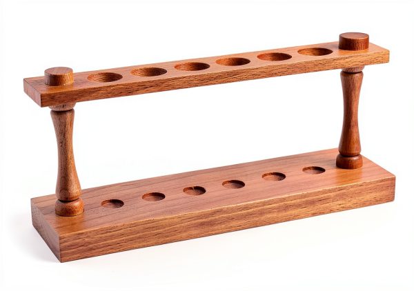 Wooden Test Tube Rack by EISCO 6 Tube 22mm 9.75" Wide Polished Wood-1