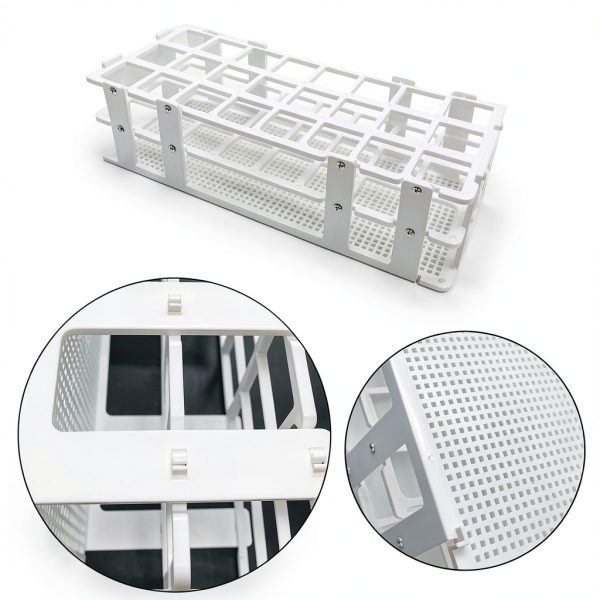 Plastic Test Tube Rack 2 Pack 24-Hole White by Luckkyme Detachable-3